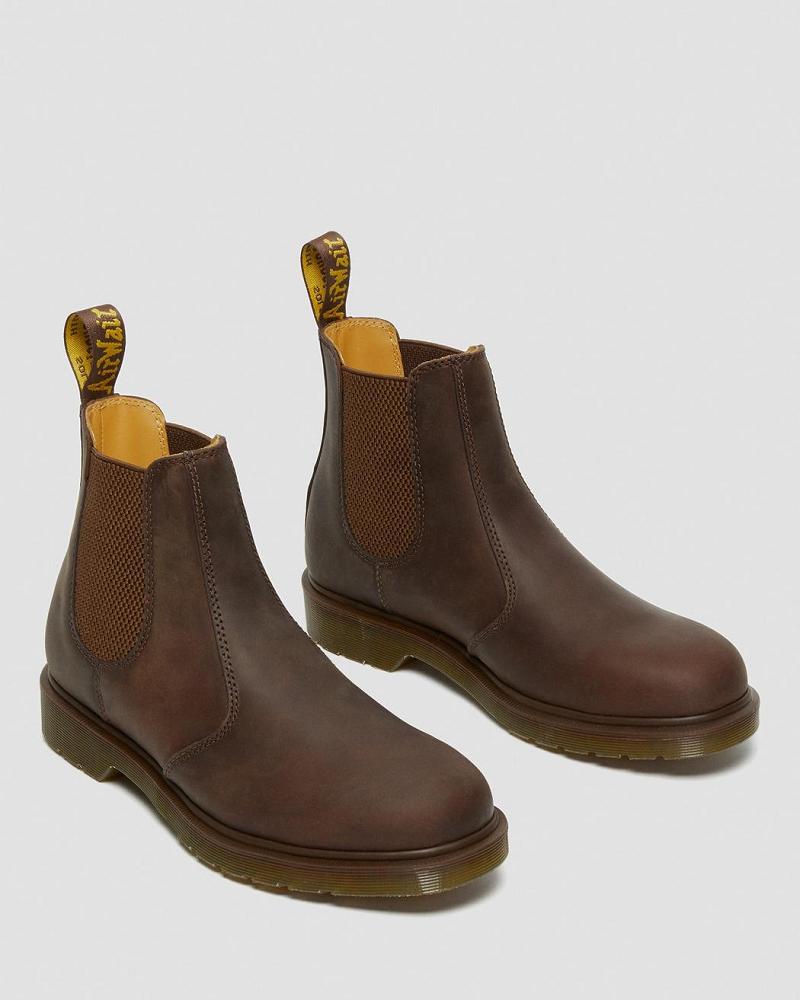 Men's Dr Martens 2976 Crazy Horse Leather Chelsea Boots Brown | AU 481MQZ